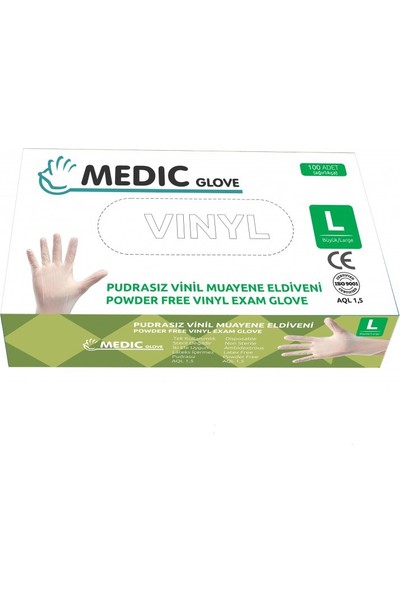Medic Glove Vi̇ni̇l (Vinyl) Pudrasız Eldi̇ven (Large) x 20 Paket - 1 Koli