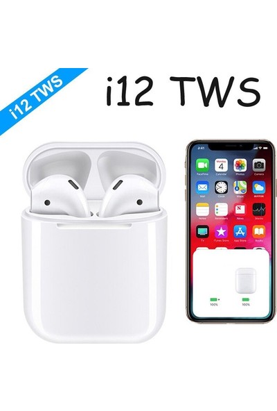 i12 tws Bluetooth 5.0 Kulaklık - Şarj Üniteli Kablosuz Kulaklık