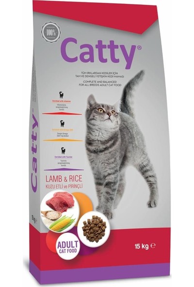 Catty Kuzulu ve Pirinçli Kedi Maması 15 kg