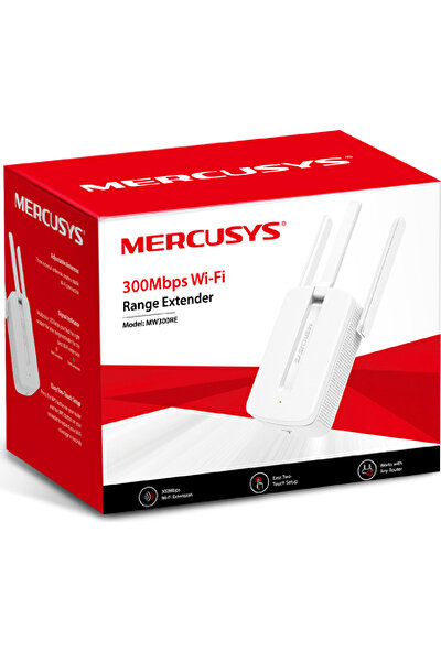 Mercusys Wifi Pro Sinyal Güçlendirici 300 Mbps -Sinyal Yakınlaştırıcı-Wifi 3 Antenli signal Menzil Genişletici-MW300RE-Türkçe versiyon