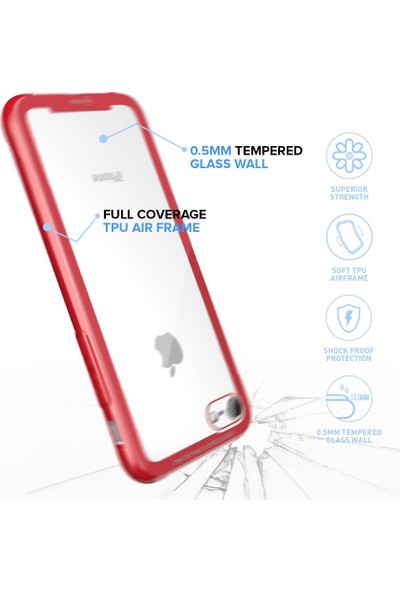 DVR Apple iPhone 8 Kılıf Roar Glassoul Airframe Case Arkası Cam Beyaz