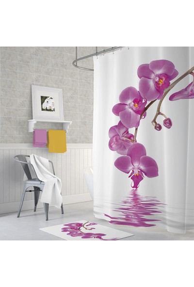Zethome Tropik Orchid Banyo Duş Perdesi Tek Kanat 1 x 180 x 200 cm