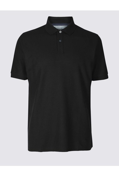 Yafta Siyah Polo Yaka Kısa Kollu Tişört İş Tişörtü Erkek T-Shirt