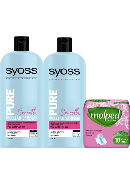 Pure Smooth Mıcellar Sampuan 550ml 2Li Paket + Molped