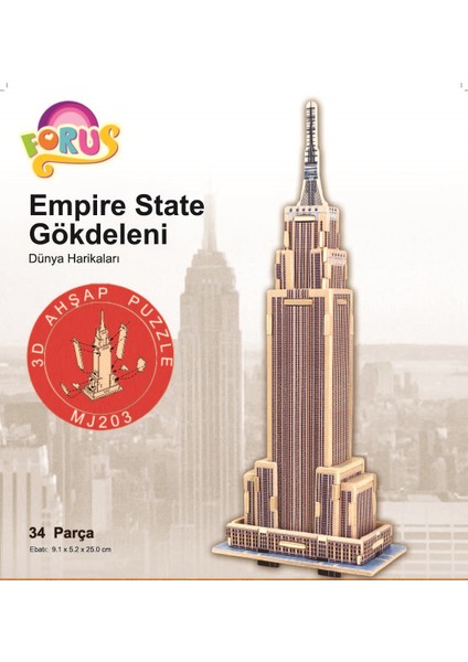 Empire State Gökdeleni 3D Ahşap Puzzle\34 Parça