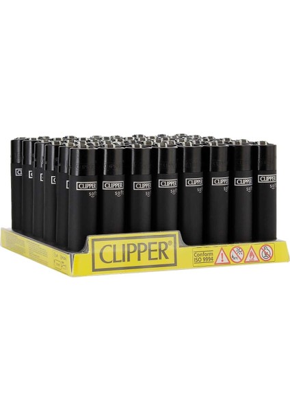 Clipper Micro Soft Taşlı Doldurulabilir Çakmak Black 48'Li