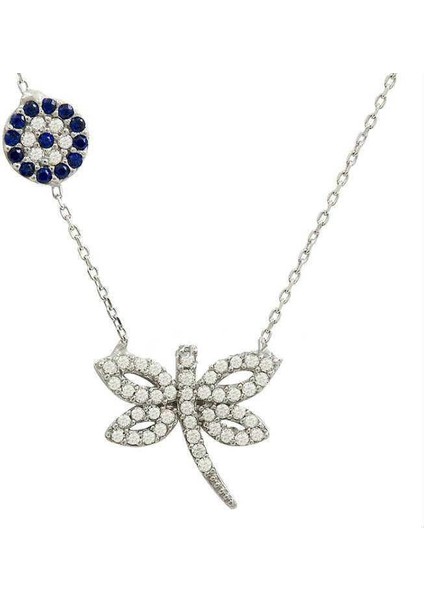 Gümüş Yusufçuk Kolye Nazar Boncuklu bgk75