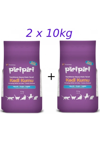 Pisipisi Pudra Kokulu Kalın Taneli Kedi Kumu 2x10kg