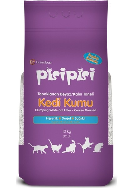 Pisipisi Topaklaşan Kalın Taneli Kedi Kumu 10Kg