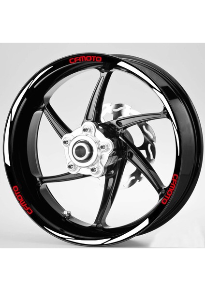 Kırmızı Cfmoto Yazılı 3 Parçalı Reflektif Beyaz Jant Şeridi