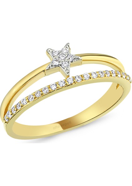 Altınsepeti Altın Sıra Taşlı Yıldız Yüzük AS312YZ