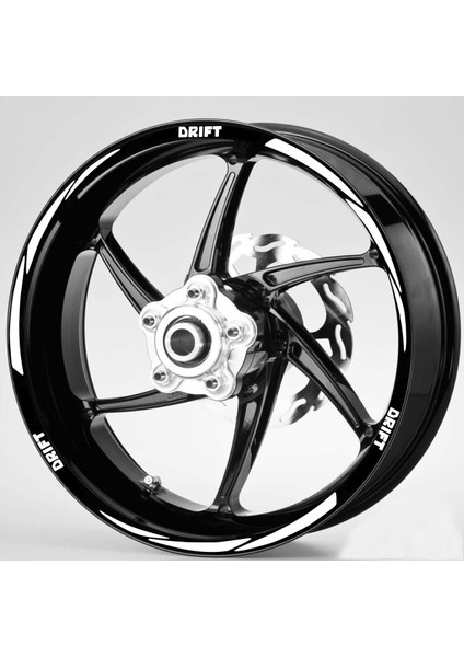 Beyaz Drift Yazılı 3 Parçalı Reflektif Beyaz Jant Şeridi