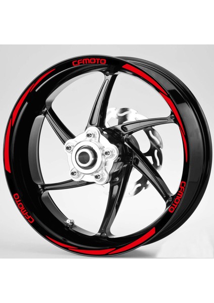 Kırmızı Cfmoto Yazılı 3 Parçalı Reflektif Kırmızı Jant Şeridi