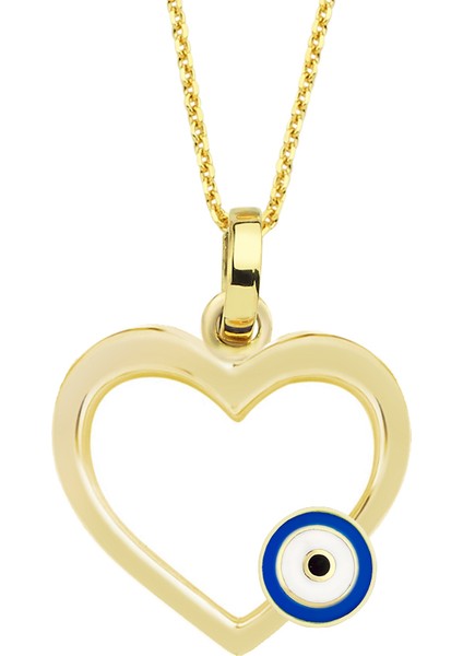 Altınsepeti Göz Mineli Altın Kalp Kolye AS1499KL