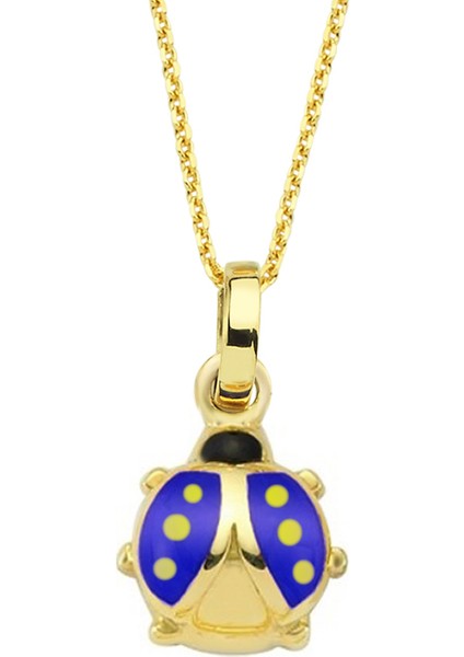 Altınsepeti Sarı Lacivert Mineli Uğur Böceği Altın Kolye AS1502KL