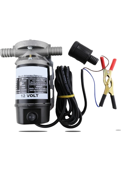 DÜZEY 12 VOLT 3/4'' HORTUM ÇIKIŞLI DIŞTAN ÇEKME MAZOT AKTARMA(SIVI TRANSFER) POMPASI (SU,SÜT,YAĞ)