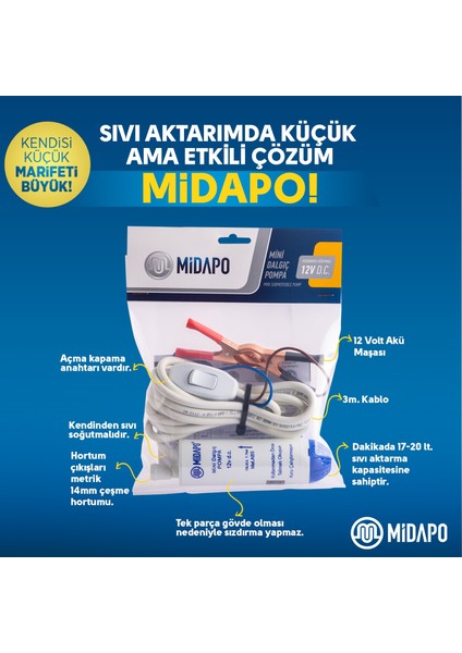 12V Küçük Dalgıç Pompa Su Mazot Sıvı Transfer Mini Dalgıç