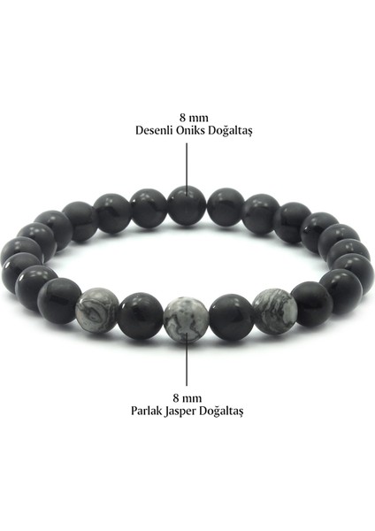 8 mm Desenli Oniks Jasper Doğal Taş Erkek Bileklik fiyatları