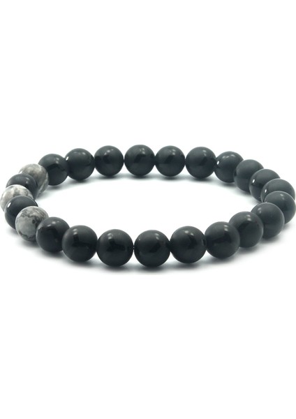 8 mm Desenli Oniks Jasper Doğal Taş Erkek Bileklik indirimleri