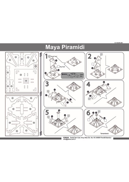 Maya Piramidi 3D Ahşap Puzzle / 19 Parça