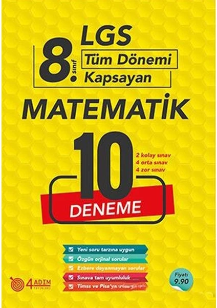 4 Adım Yayınları 4 Adım 8. Sınıf LGS Matematik 10 Deneme