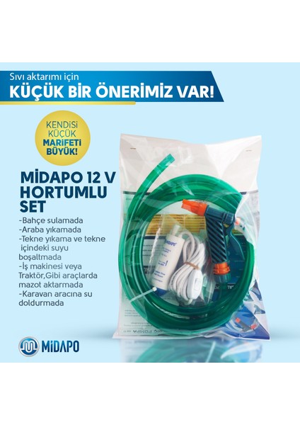 12V Mini Dalgıc Pompa Seti (Mazot-Zeytinyağı-Su-Süt Aktarma,transfer Pompası )