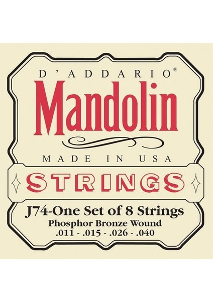 Daddario J74 Mandolin Tel Set Phos Brz Med