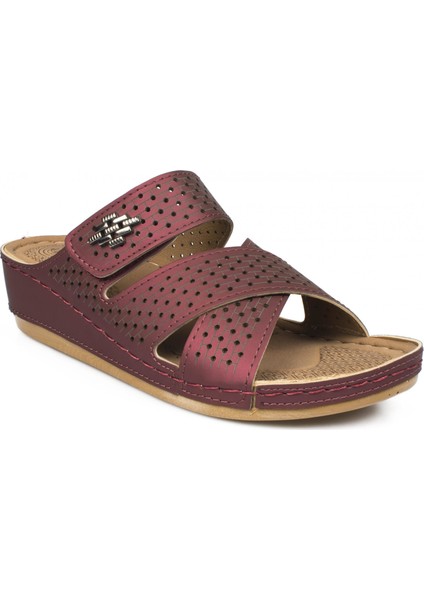 10677 Fashion Anatomic Bordo Kadın Terlik