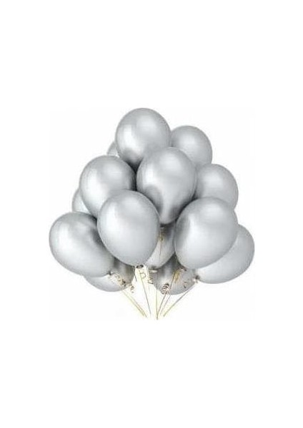 Balon Evi 100 Adet Gri Metalik Balon 12 İnç