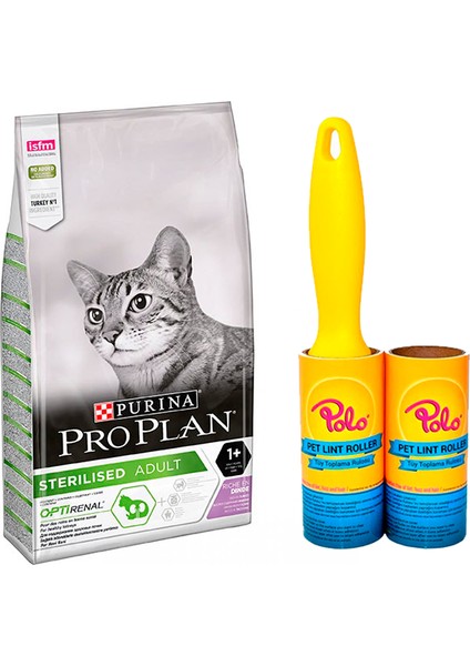 Sterilised Kıısırlaştırılmış Kediler İçin Tavuklu ve Hindili Kedi Mamasi 1,5 kg + Polo Tüy Toplama Rulosu