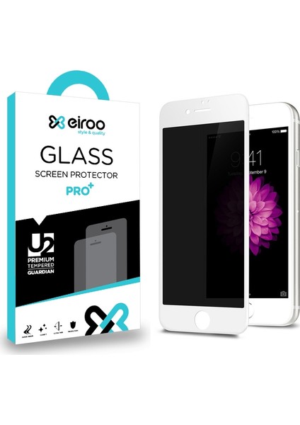 Apple iPhone 7 Plus / 8 Plus Curve Privacy Tempered Glass Beyaz Cam Ekran Koruyucu