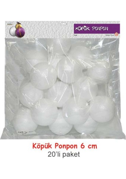 Foam Ball - Strafor Köpük Top 6 Cm. 20 Adet