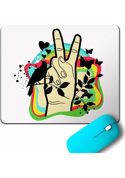 Peace Love Zen Özgürlük Bariş Anarchy Mouse Pad