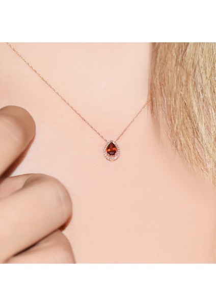 Pırlanta Yakut Damla Rose Kolye indirimleri