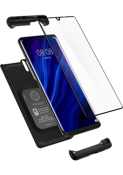 Huawei P30 Pro Kılıf Thin Fit 360 Black (Cam Ekran Koruyuculu) - L37CS25731