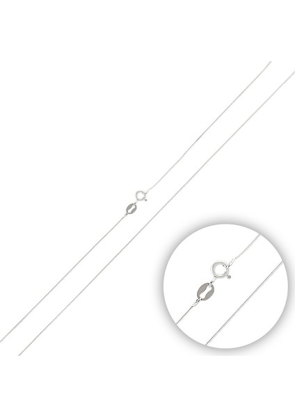 Gümüş 925 Ayar 15 Mikron Yuvarlak Yılan Zincir Kolye