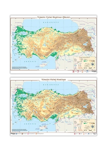 Ankara Yayıncılık Türkiye Fiziki Haritası (Yazılabilir - Silinebilir)