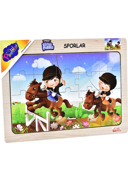 Ahşap Eğitici Puzzle Sporlar Engelli At Yarışı