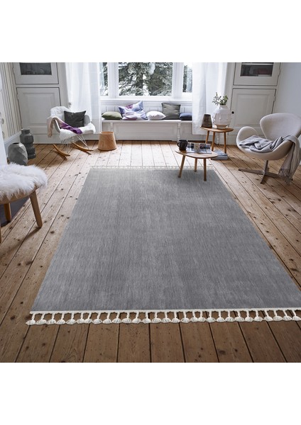 Payidar Halı Moroccan Plain Gri 120X180 cm Saçaklı Modern Halı