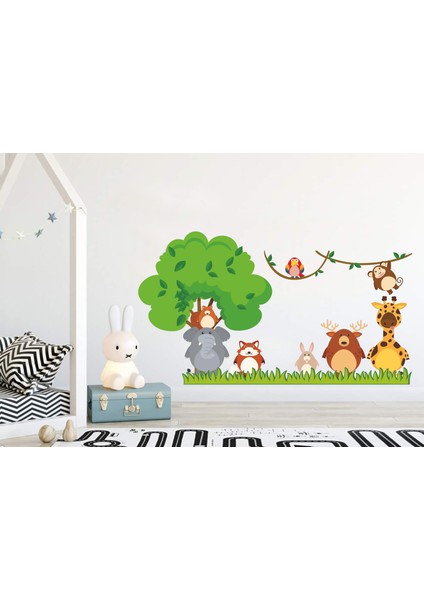 Areksan Reklam Orman Hayvanları Dekoratif Çocuk Odası Duvar Sticker 115x80 cm