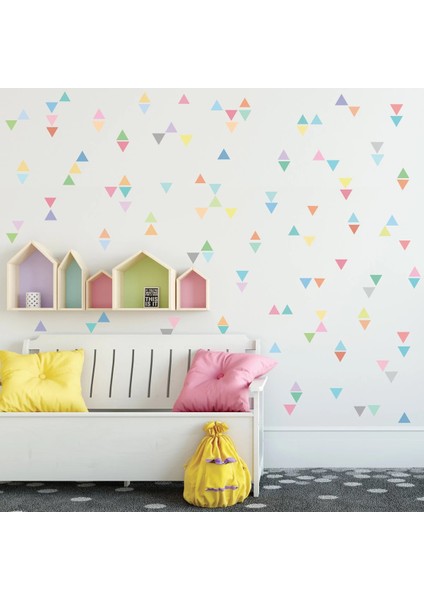 Areksan Reklam Renkli Üçgenler Dekoratif Çocuk Odası Duvar Sticker 4 cm 190 Adet