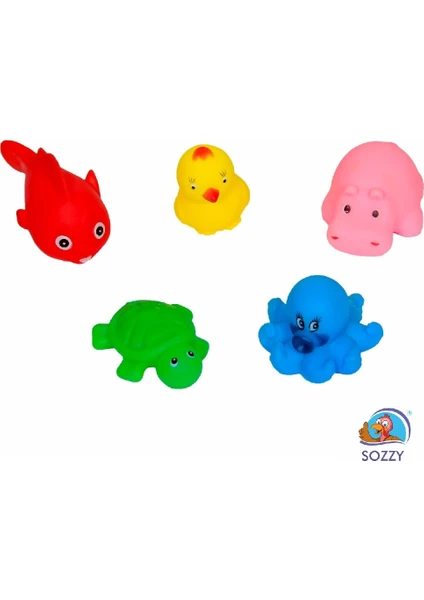 Sozzy Toys Neşeli Banyo Oyuncakları Sevimli Hayvanlar 5'li