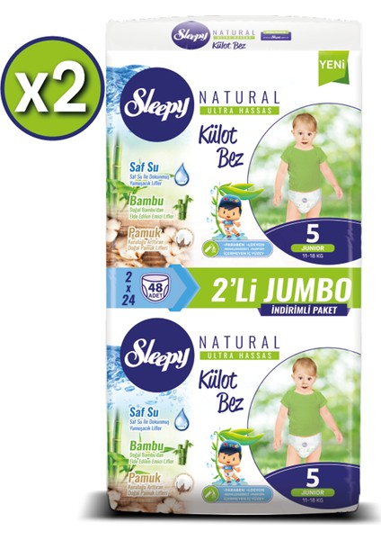 Natural Külot Bez Ikili Jumbo 5 Numara 48X2 (96ADET)