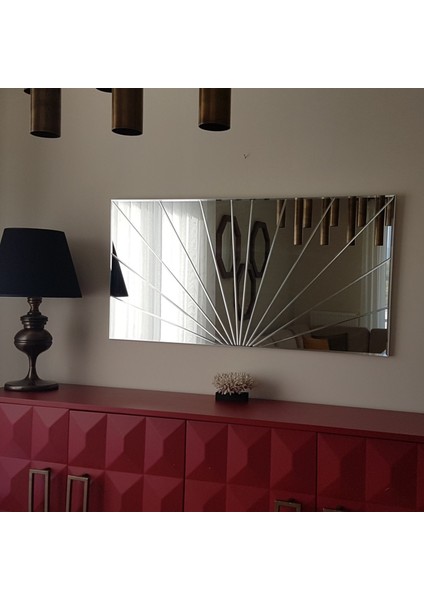 -Dekoratif Güneş Desenli Duvar Salon Konsol Ayna A307-Y