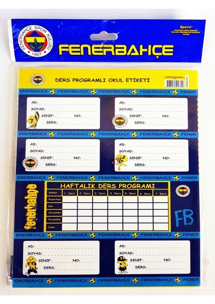 Fenerbahçe Ders Programlı Okul Etiketi 3'lü Paket