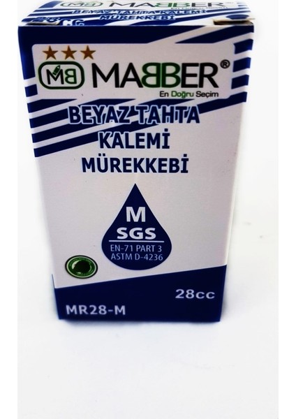 Maber Beyaz Tahta Kalem Mürekkebi 28CC Mavi