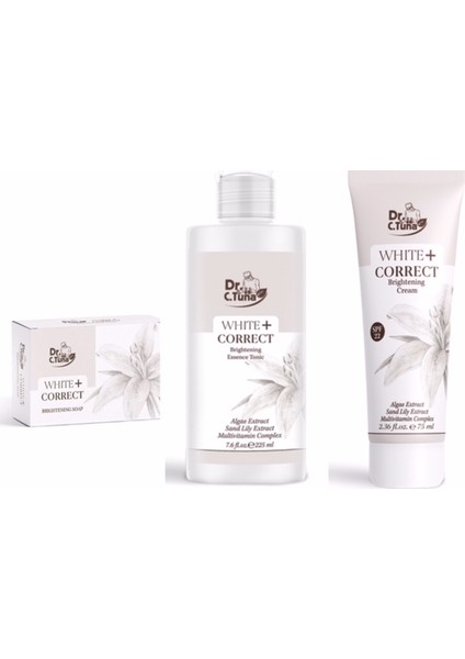 White+Correct Aydınlatıcı 3 Lü Cilt Bakım Seti(Sabun+Tonik+Yüz Kremi )