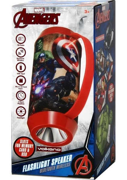 Marvel Avengers Bluetooth Kablosuz Hoparlör El Feneri Radyolu Lisanslı MV-1013-AV