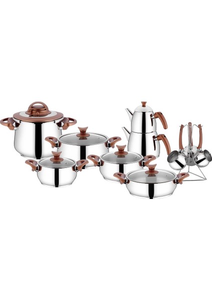 4705 Ventus 18 Parça Çeyiz Tencere Seti Bakır