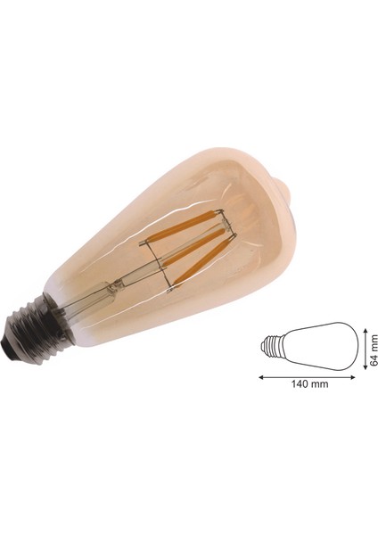 ST64 Flamanlı 4W Rustik LED Ampul 3'lü Paket Dekoratif Vintage Aydınlatma